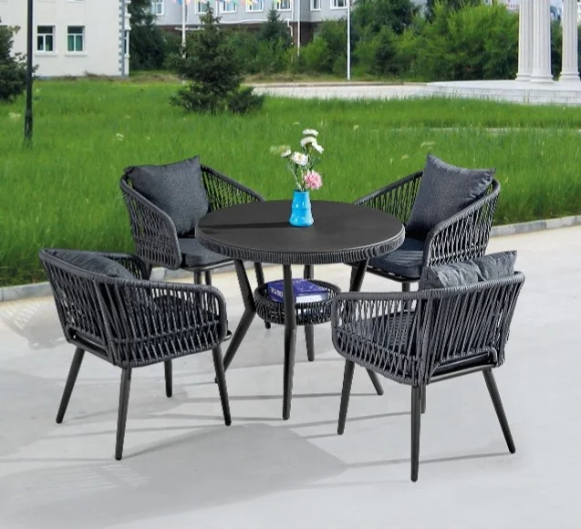 all weather rattan wicker 5 pieces dining set garden patio restaurant outdoor furniture  coffee chair table