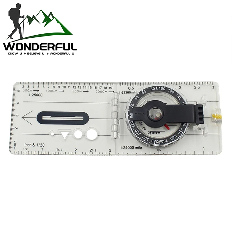 Acrylic Pointing Guide Handheld Outdoor Sports Mini Transparent Pocket Folding Map Measure Orienteering Compass