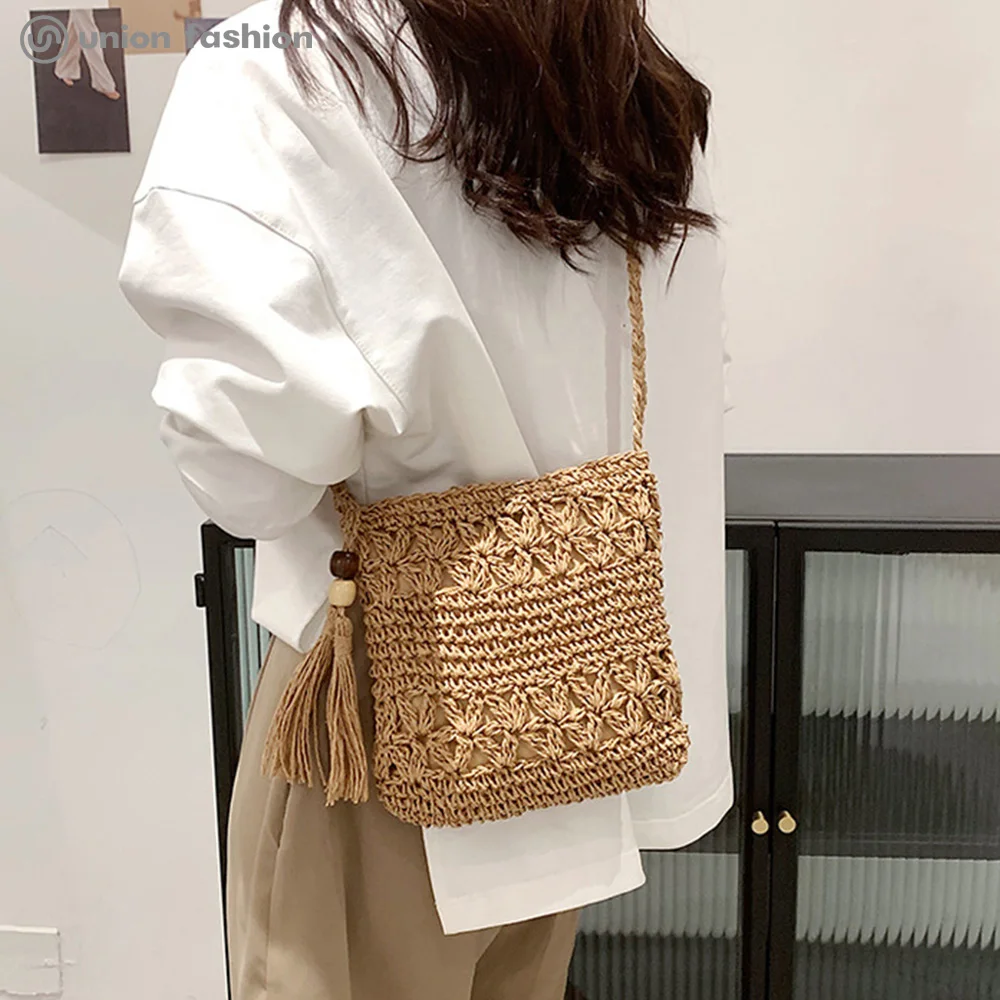 
Fashion Summer Kids Women Popular Vintage Straw Crochet Beach Crossbody Bag Handbags 