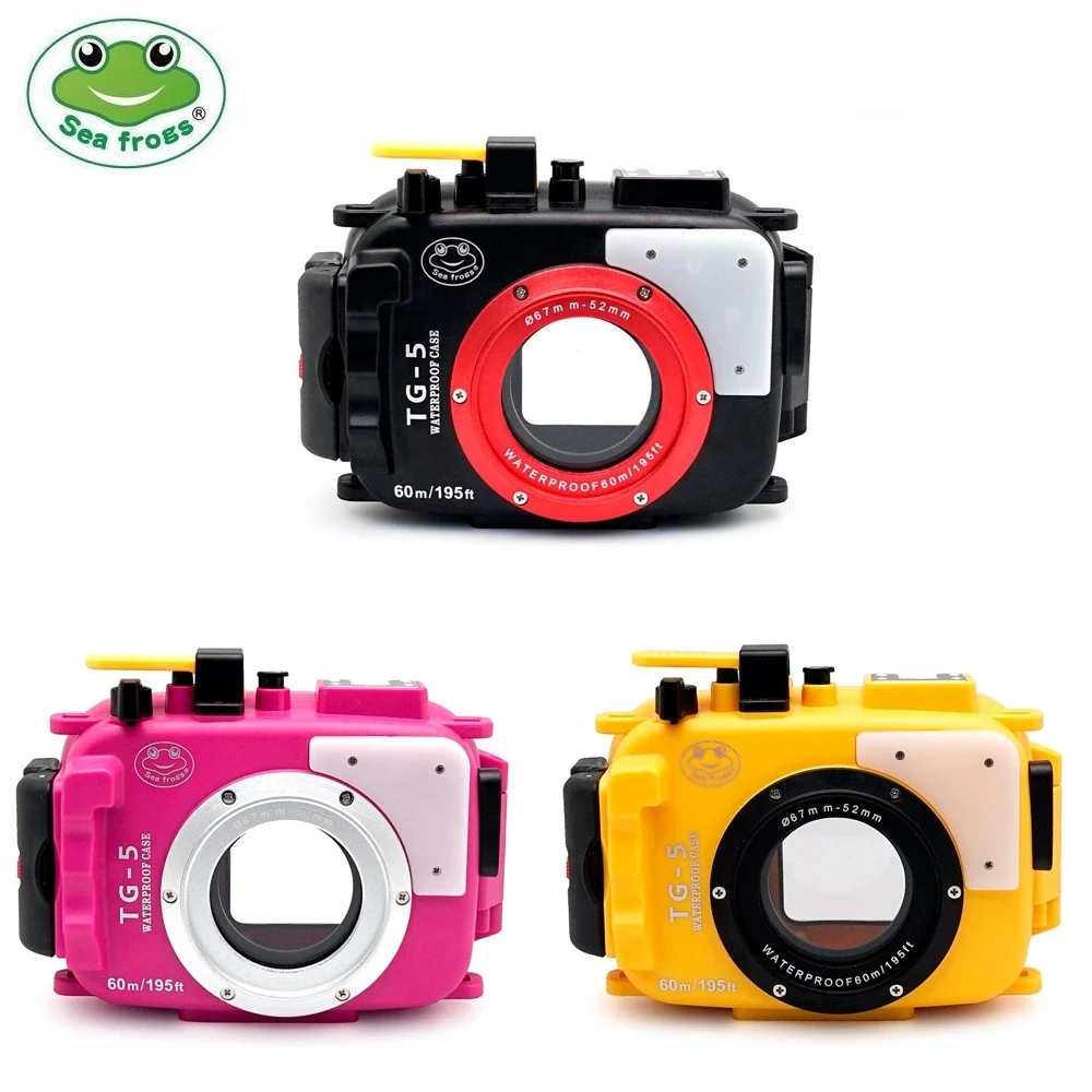 Seafrogs 40m/130ft TG5 Underwater Case Diving Waterproof Housing for Olympus TG-5 Camera with Red Filter 67mm and Fisheye lens