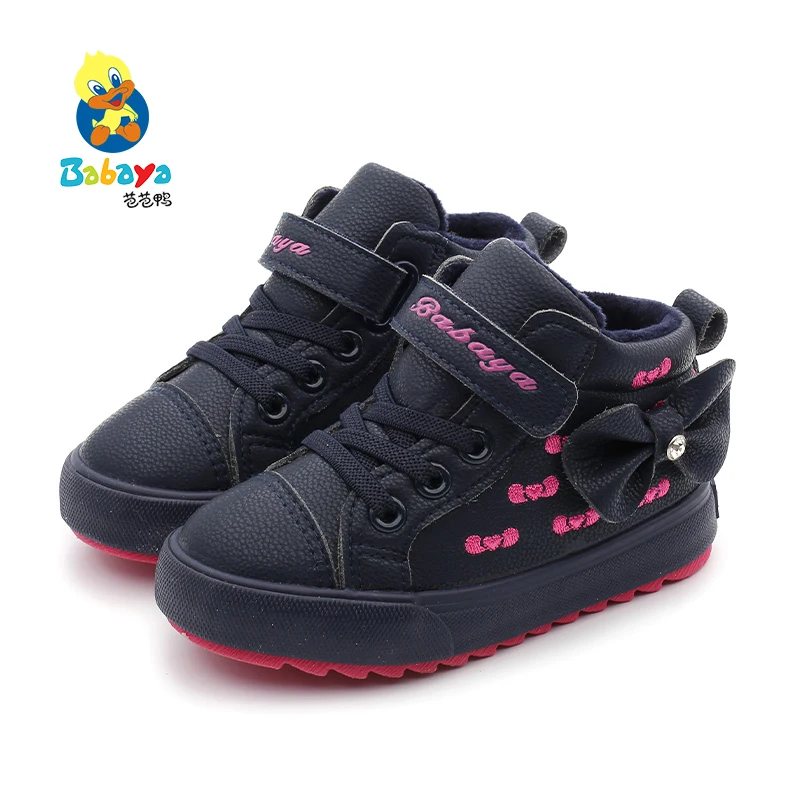
8227 HUANQIU bowknot Cool Girls Lightweight Soft Sole Shoe Comfortable Leisure Sports Shoes Sneakers Kids 