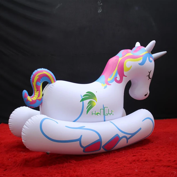 PVC Material Rocking Horse for Fun Custom Inflatable white Horse Ride on Horse