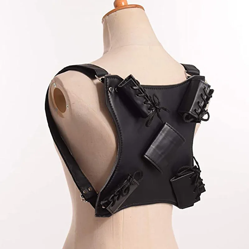 Black Medieval Rapier Cross Lacing Holder Belt Medieval Ninja Slayer Sword Back Cover Leather Sword Shoulder Holster