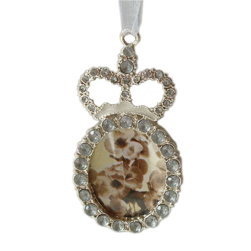 Christmas Crown Frame Ornament For Indoor Tree Decor Hanging Pendant Gold Red Silver Clear Jeweled Handmade Zinc Alloy Xmas Item