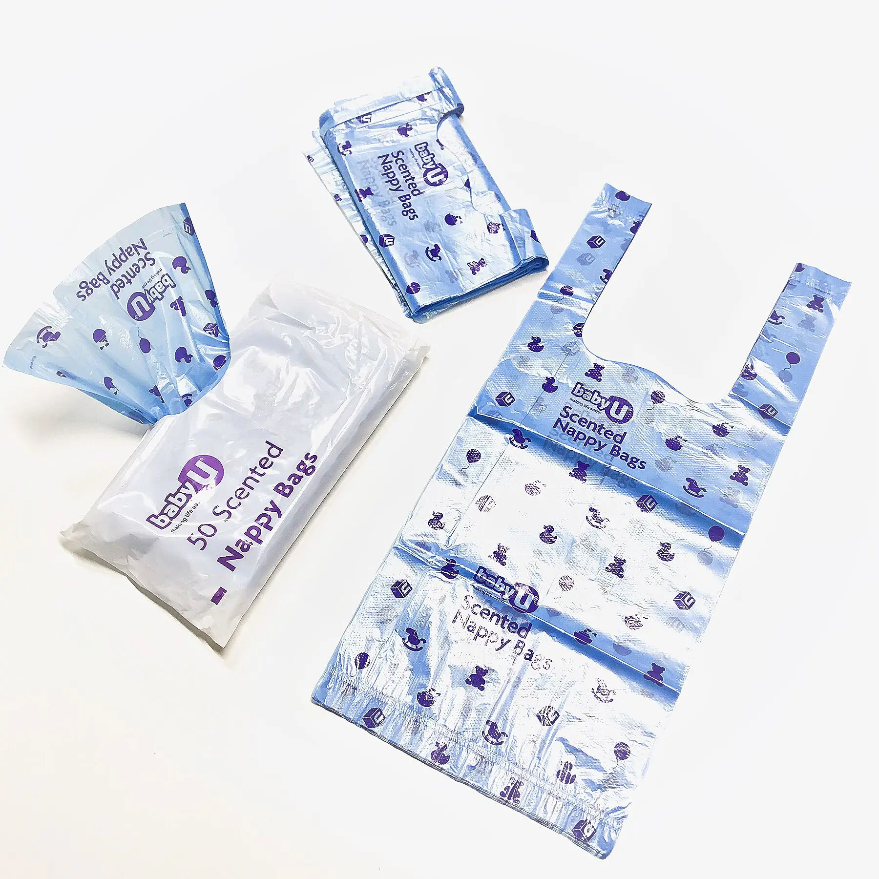 Eco friendly disposable nappy sack pe biodegradable corn starch fragrance diaper sacks plastic scent nappy bag manufacturers