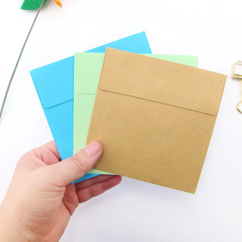 White Recycled Mini Paper Folding Square Envelope with Custom Kraft Paper Envelope