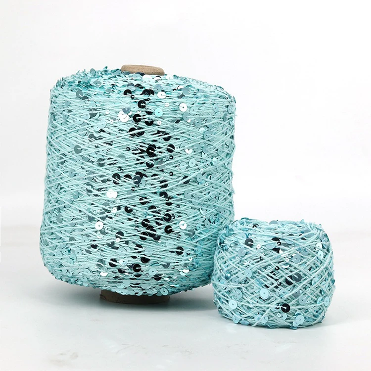 Hand Woven Crochet yarn polyester thread polyester wool yarn knitting yarn 3+6 mm sequins thread