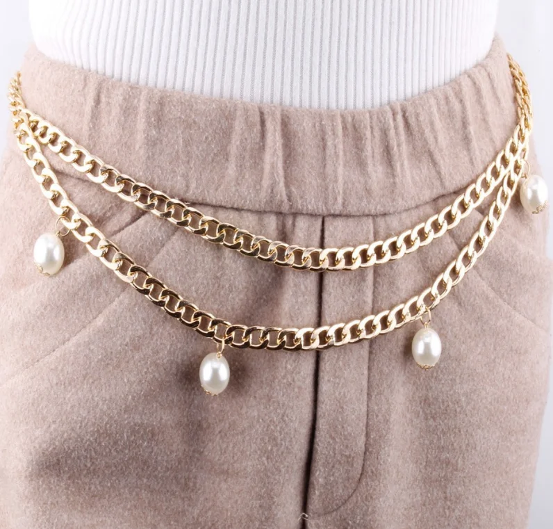 Новинка! Многослойный металлические цепи ссылка средства ухода за кожей цепи талии ремень Цепочка с подвесками