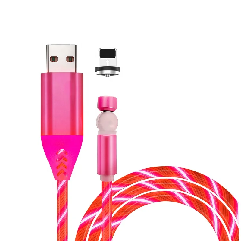  Лидер продаж usb светодиодный кабель 3 в 1 зарядный для телефона магнитный с вращением на 540