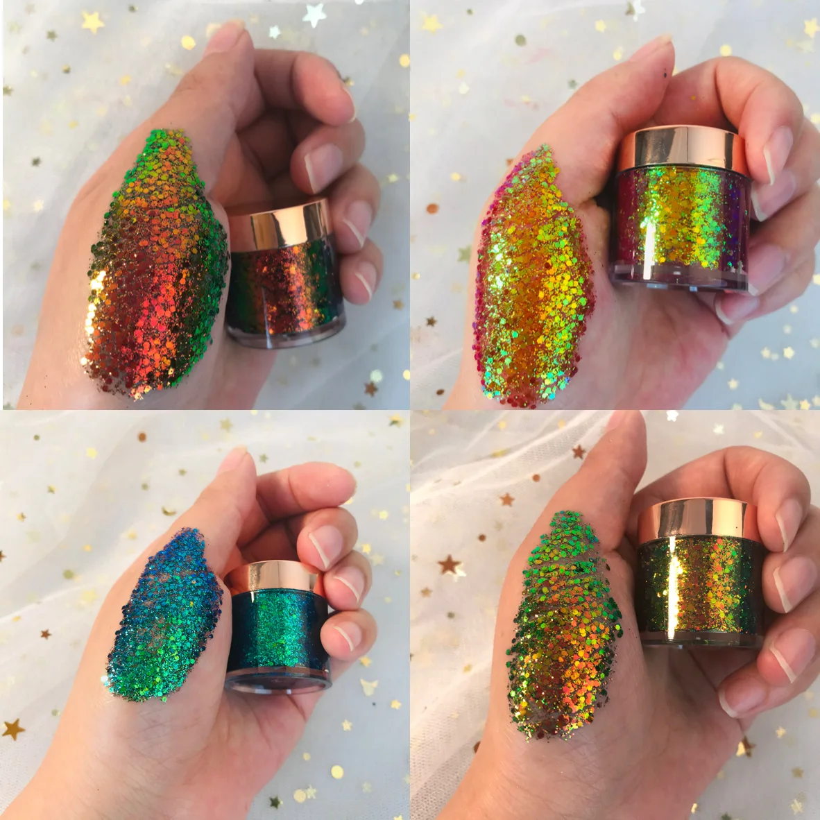 8 colors gold powder sequins light-changing eye shadow diamond sequins monochrome gold optical eye shadow LOGO