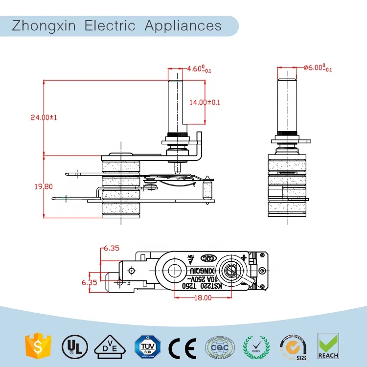 Factory sale adjustable kst 220 oven 220V 10A thermostat for electric and gas oven