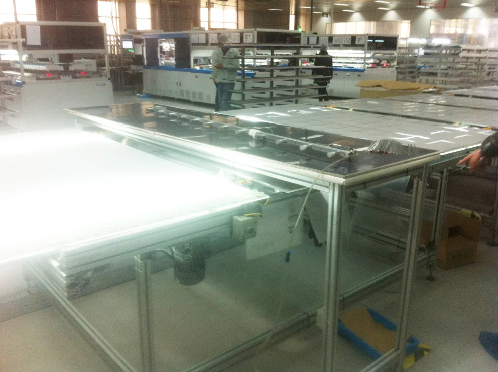 Production line conveyor for solar panel