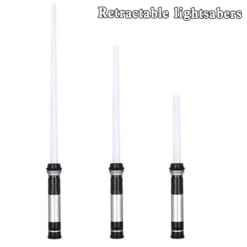 Mi 2 Pack Double Blade Kids Cosplay Expandable Glow Toy Kids Lightsaber Glow Sword Glitter Stick Toy for Party