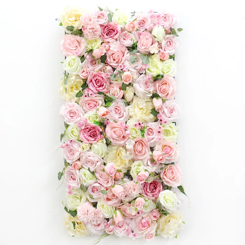 Cheap Artificial Rose Pompon Flower Wall Panel Wedding Backdrop Decor flower wall