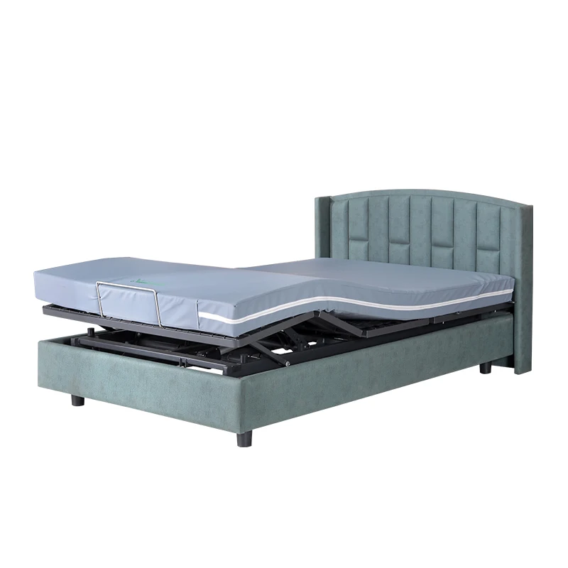 Modern Intelligent Home Bed with Remote Control Height Adjustment Made of PU Material and Metal for Living Room