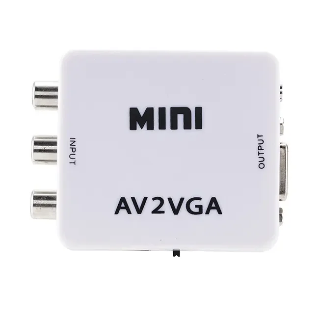 Mini 1080P RCA CVBS AV TO VGA Adapter AV2VGA Video Converter With USB Power Supply Cable AV2VGA Video Converter Convertor Box