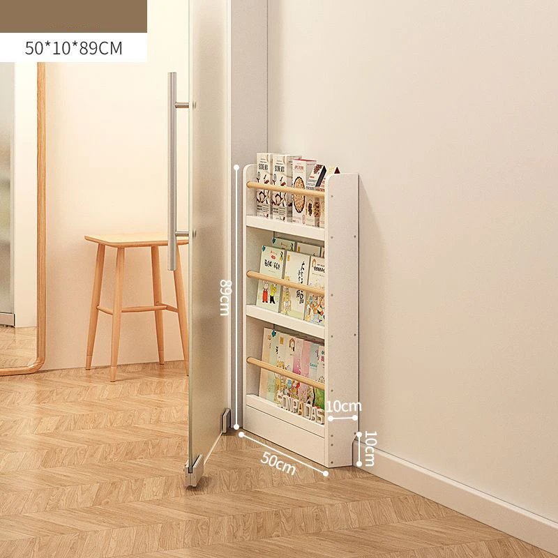 Narrow behind the door solid wood Kid bookshelf Library magazine shelf Bookcase