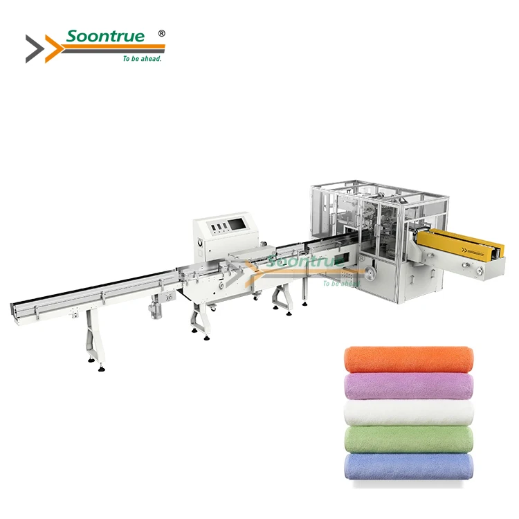 Manufacturing Factory Flow Pack Machine Refreshing Towel Packing Machine Fully Automatic Loop Hand Towel Packing Machine