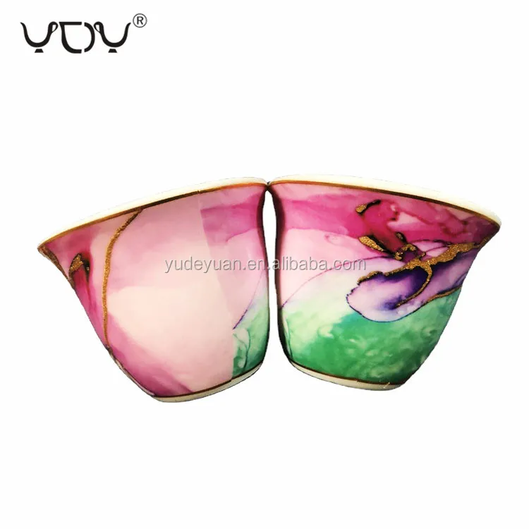 OEM ODM decal porcelain new bone china arabic 12 pcs cawa cup