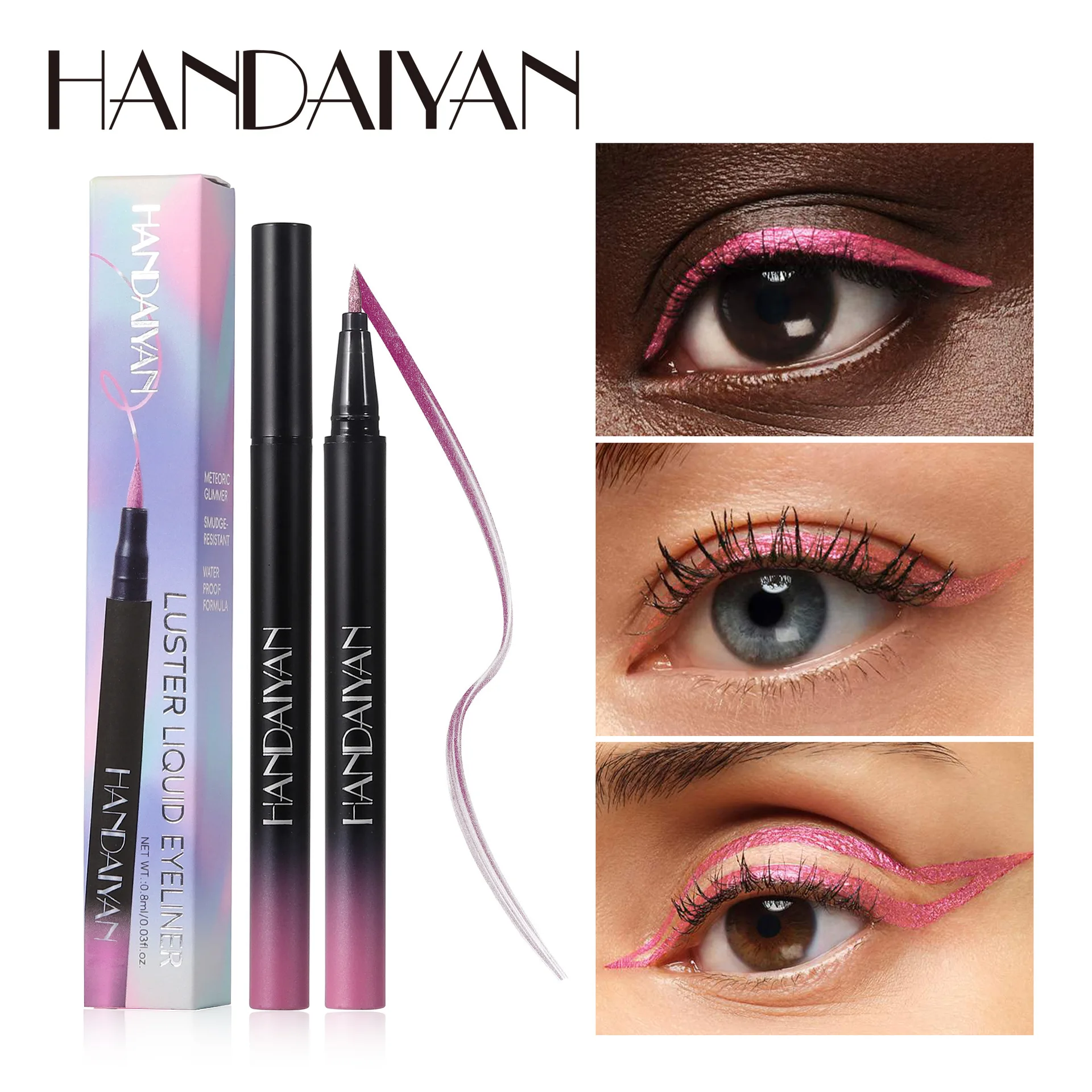 HANDAIYAN 10 Colors Glitter Liquid Eyeliner Long-wearing Waterproof And Non-smudging Metallic Shimmer Color Eye Liner Pens