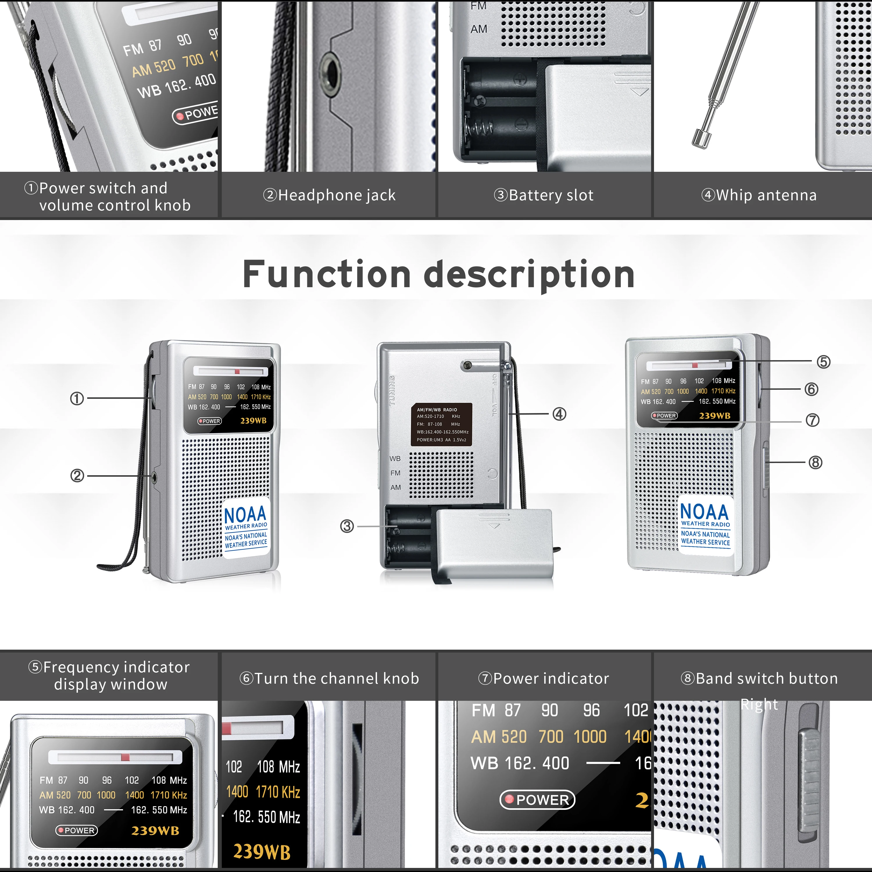 Portable Fm Radio Shortwave Receivers Radio Mini Stereo/Batteries Radio with Earphone