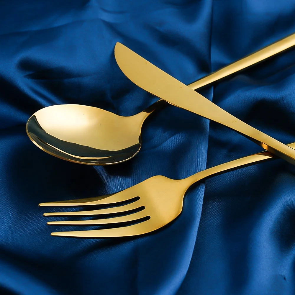 Gold Knife and Fork Set Luxury Cutlery Stainless Steel Set of Dining Utensils Household Wedding Table