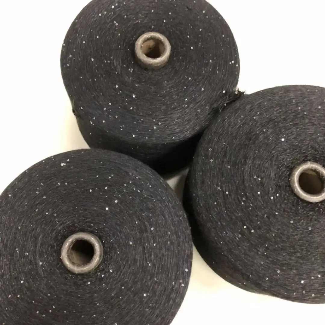 28s 50% viscose 20% polyamide 30% polyester silver sequin yarn fancy yarn for knitting