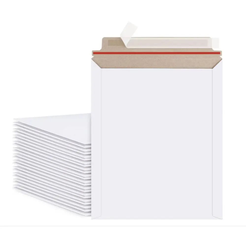 Eco Friendly Mailer Custom Printing White Express Non-Bendable Self Seal Photo Document Packaging Mailers Cardboard Envelopes