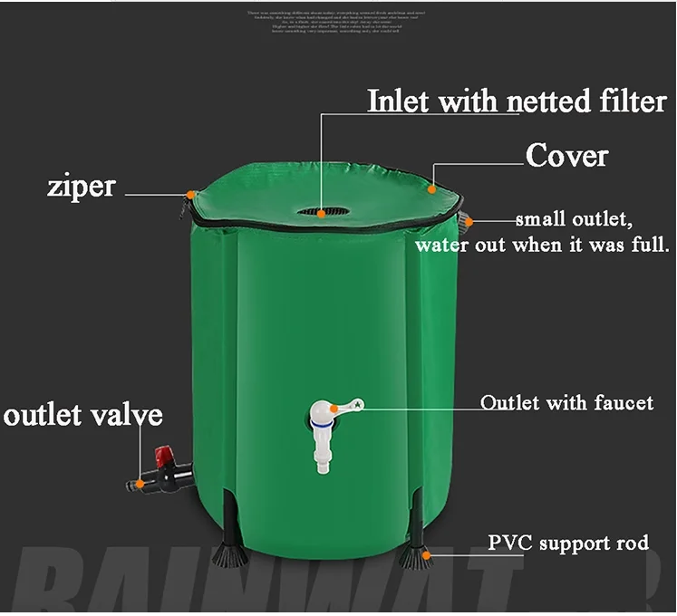 200L Water Tank Garden Collapsible Rain Water Barrel Collapsible Tank Water Foldable Rain Barrel