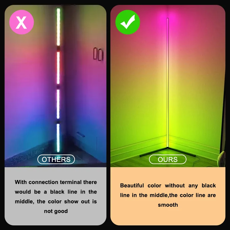 Indoor Home Decor Smart Corner Floor Standing Standard Lamp Lighting Modern Stand Floor Light LED RGB Floor Lamps