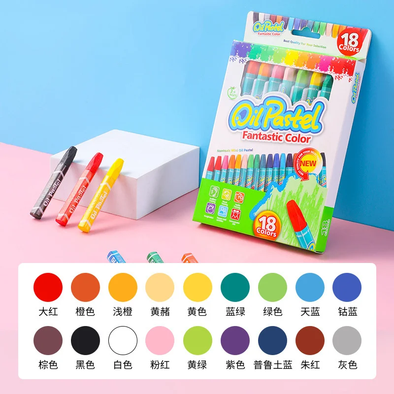 Factory wholesale hexagonal oil painting stick non-toxic environmentally friendly art colouring paint stick washable paintbrush