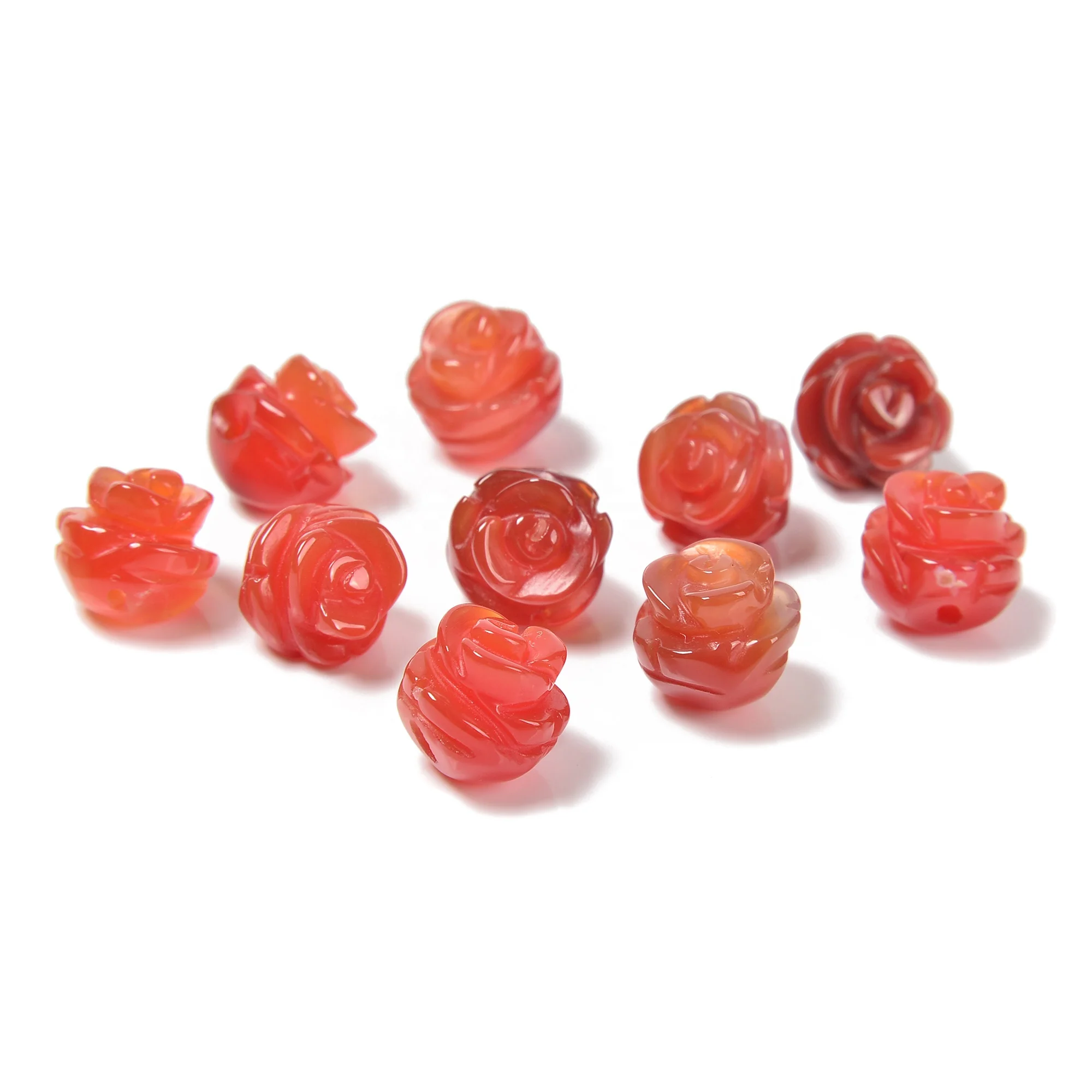 Tiger Eye Amazonite Amethyst Aventurine Carnelian Clear Rose Quartz Red Jasper Rose Flower Gem Beads for Jewelry Pendant Making