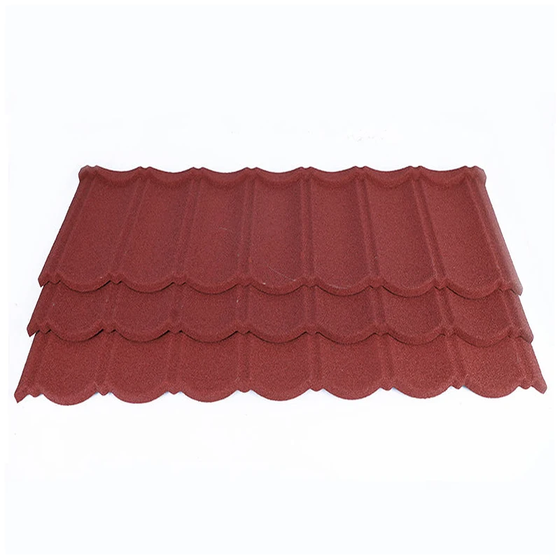 Durably Coated Flat Colored Stone Metal Roof Tiles Building Materials with Aluminium Clay Hotel Construction Roofing Solutions