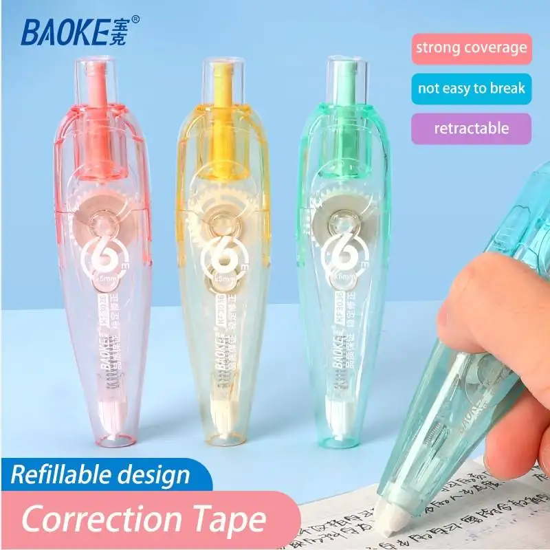 High Quality Colored 6m Plastic School Correction Tape Refillable Correction Tape