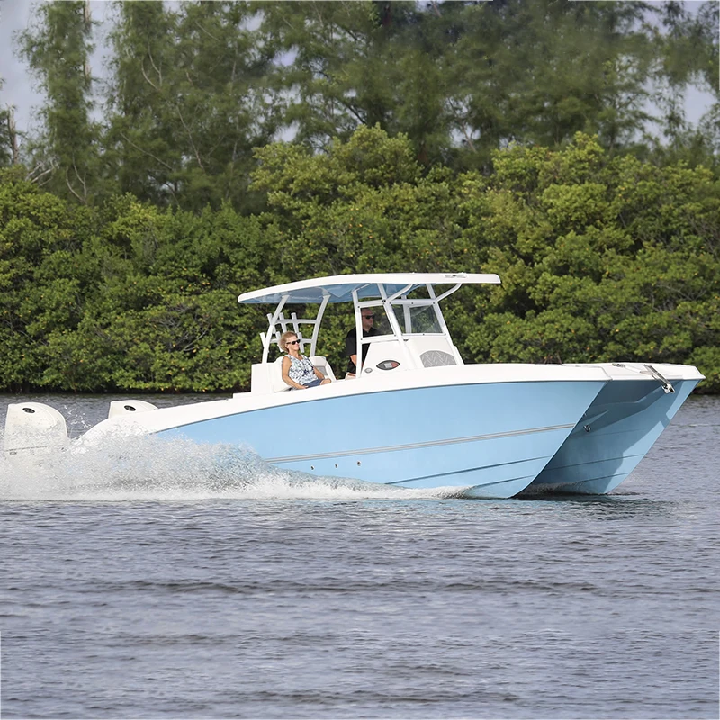 Kinocean 8.5 Meters 8-Man Speed Boat Yacht Hot Selling Fiberglass Fishing Boat Double Model with Outboard Engine for Outdoor Use