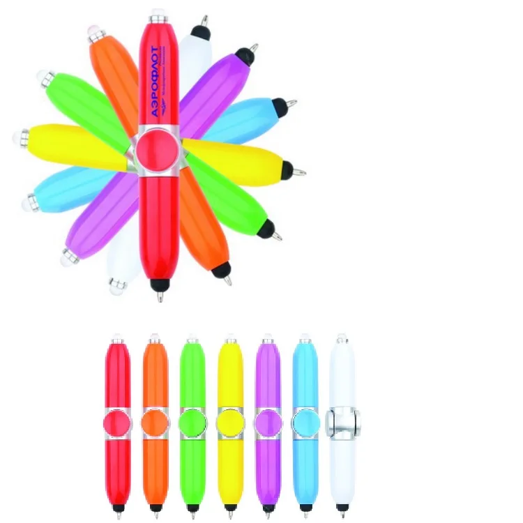 4 in 1 magic play ball pen Stress Reducer fidget spinner pen with screen touch stylus and led light novelty spinning pen