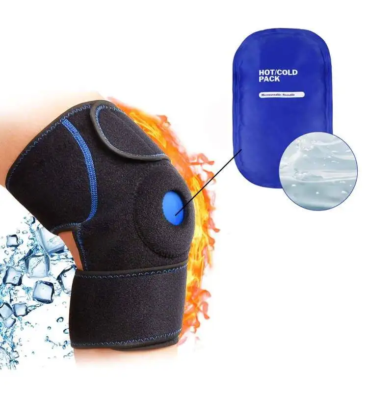 Flexible Knee Ice Pack Support Brace Wrap with cold Gel Packs for Hot and Cold Therapy