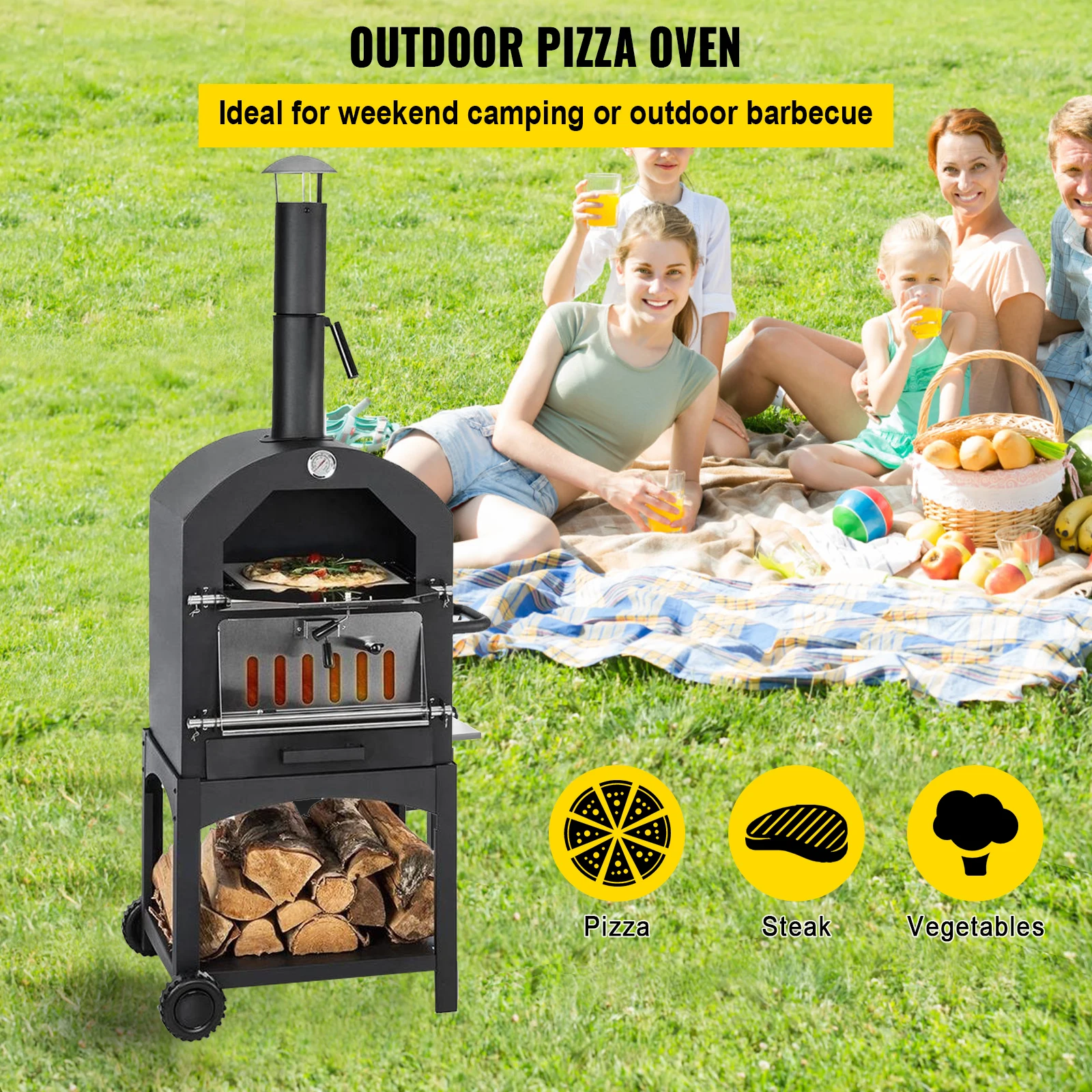 Custom Portable Pizza Oven Wood Fire Pizza Maker Oven Portable Trailer With Stainless Steel Doors For Garden