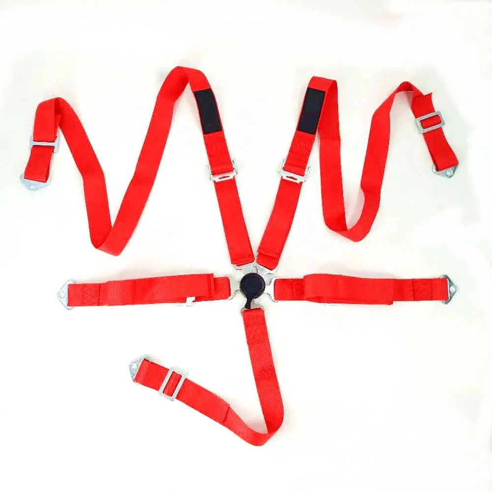 5 Point Harness Belt Car Safety Belt Rubber Customized Logo 2 Inch Quick Release Red/black 10 PCS CN;ZHE 4005 JBR Red