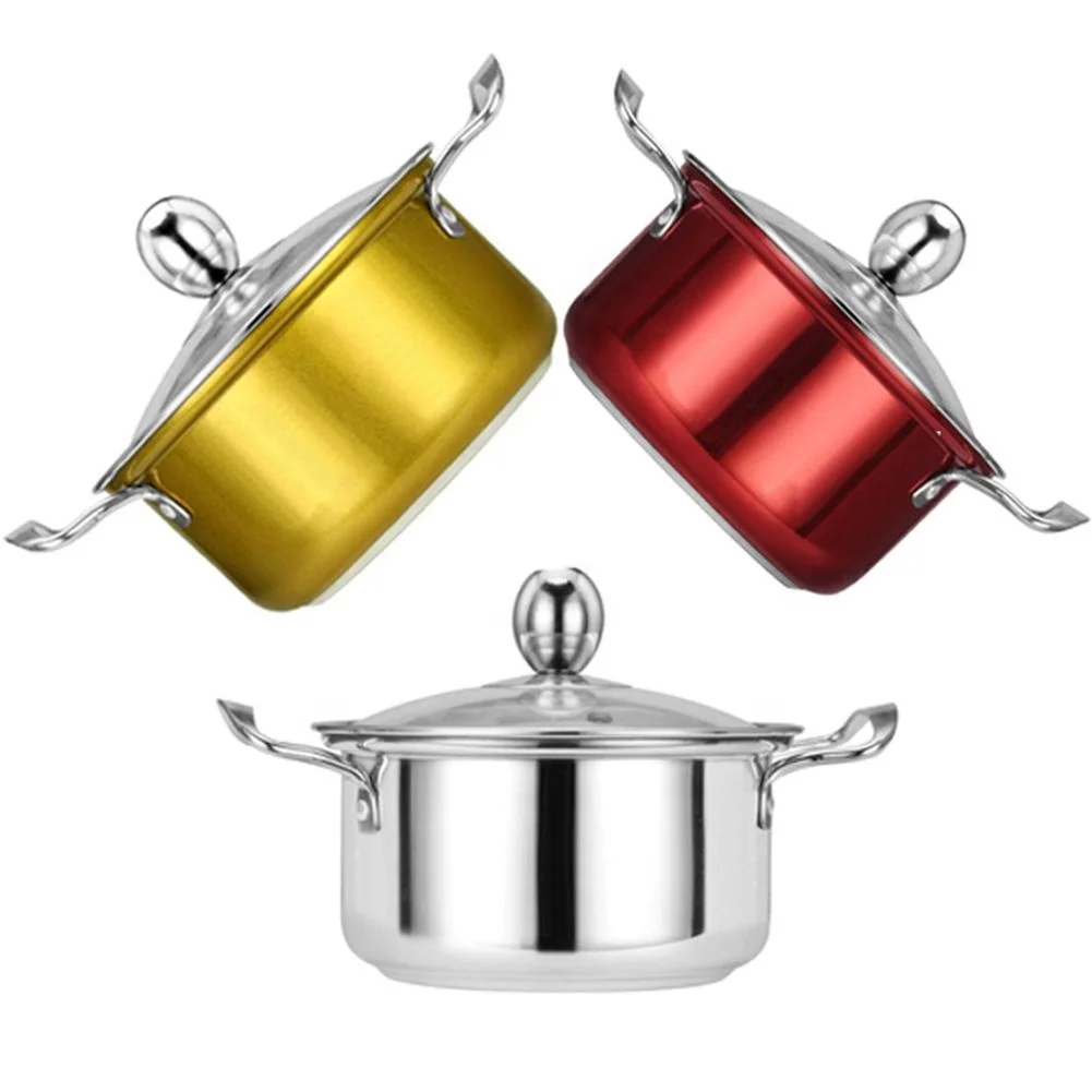 High Quality Stainless steel mini hot pot milk pot with glass lid