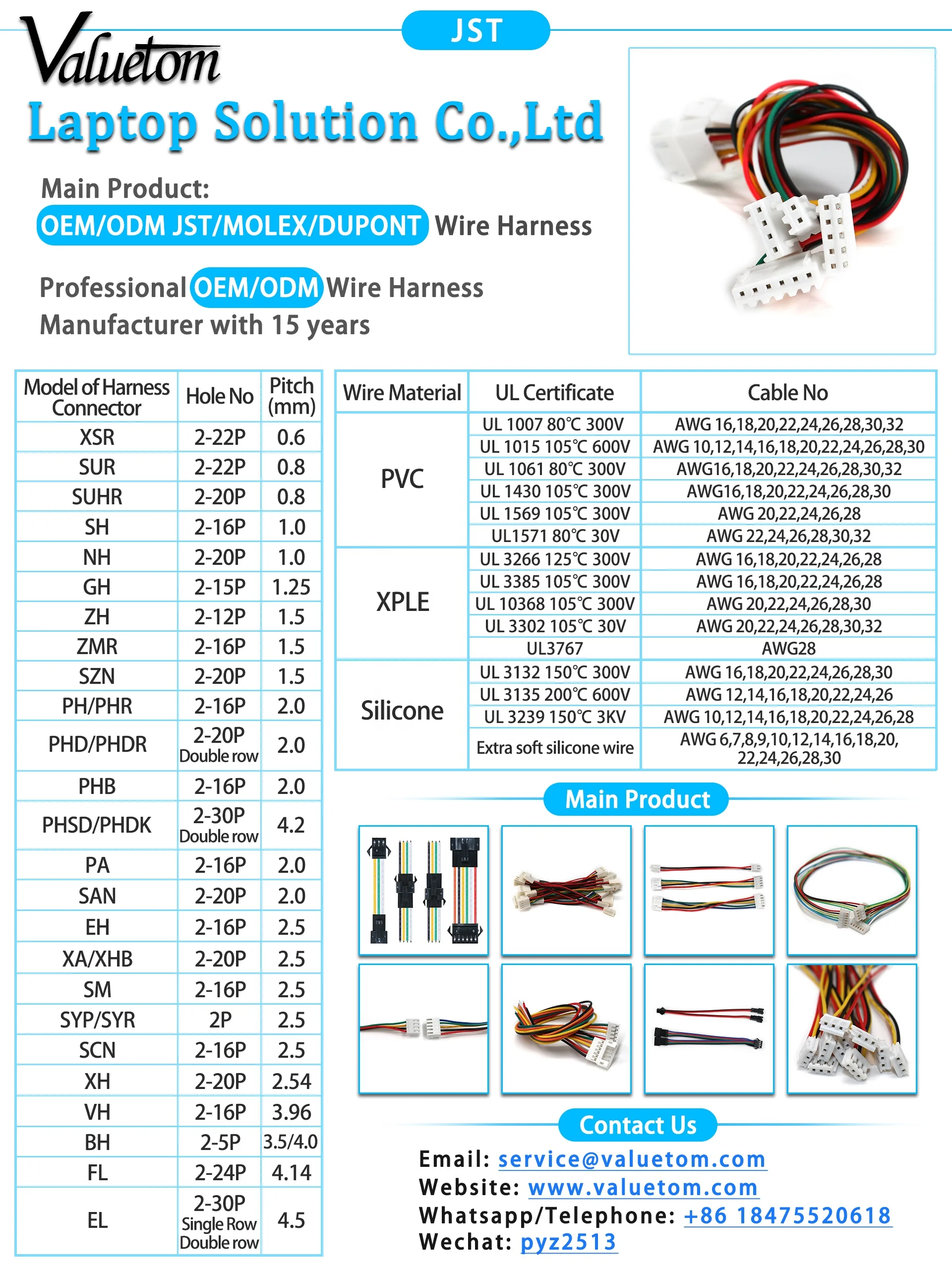 Wholesale jst molex dupont tinned copper jumper wire harness custom for PCB breadboard household appliances