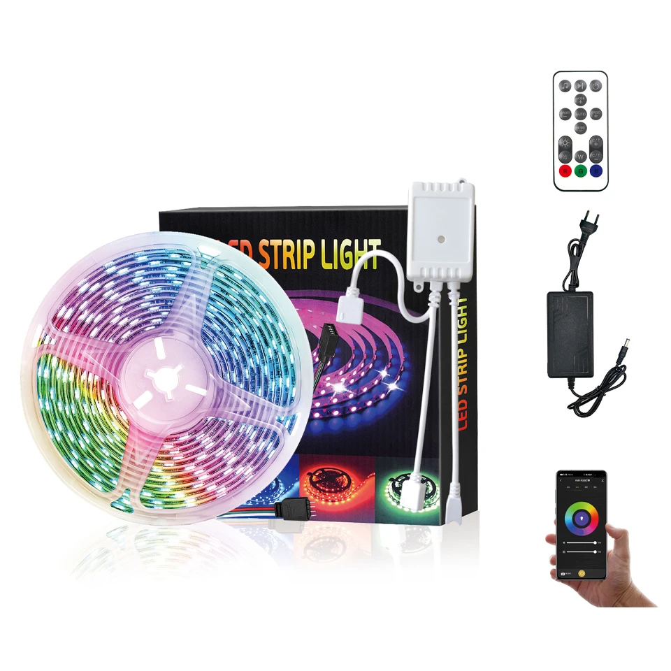 
Светодиодная полоса освещения музыкальный режущий Wi-Fi полосы RBGIC 5 м/16,4 фута цветной светодиодный свет RGB цветная светодиодная полоса освещения 