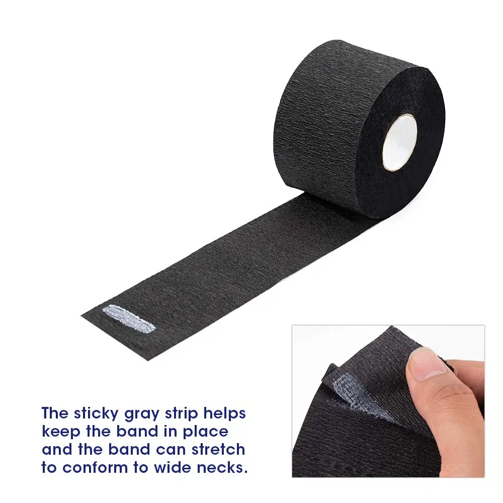 5 Rolls Disposable Barber Paper Neck Strips Disposable Neck Paper Protector Hairdressing Accessory Tool-Black color