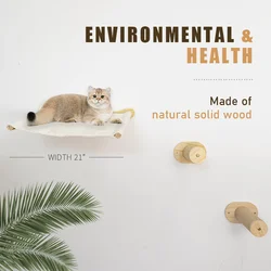 Relaxlines Sisal Rope Cat Shelves With Two Steps Climbing Tree Wooden Pet Beds Cat Hammock Wall Mounted Cat Shelf