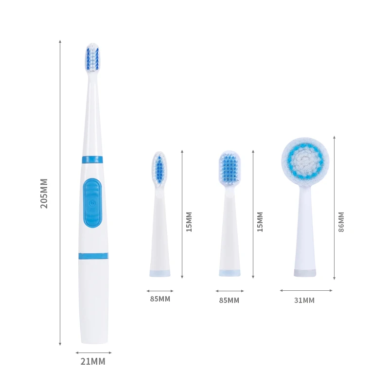 Oem private label soft bristle square head electric toothbrush adult battery face cleaning brush