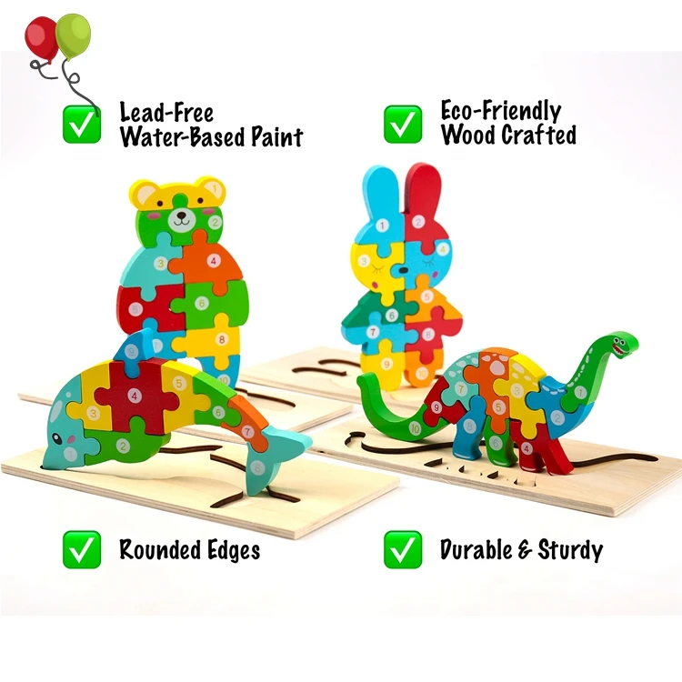 Montessori Mama Wooden Toddler Puzzles for Kids Ages 2-4 Montessori Toys for Toddlers 2 Years Old Wooden Puzzles Toddlers KD2117