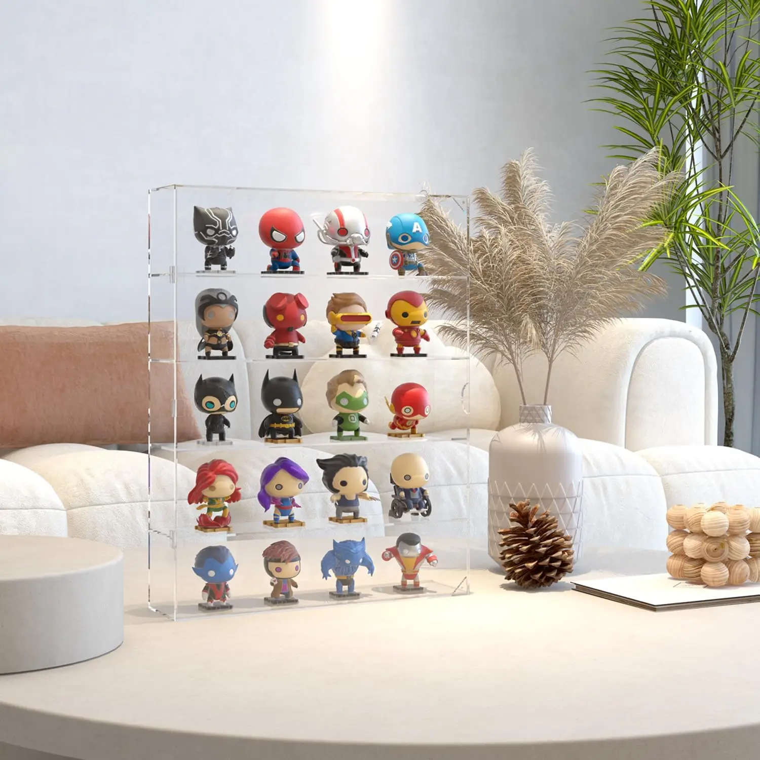 Clear Acrylic Display Case Modern Square Showcase Cabinet for Dolls Scale Model Cars Display Boxes for Storage