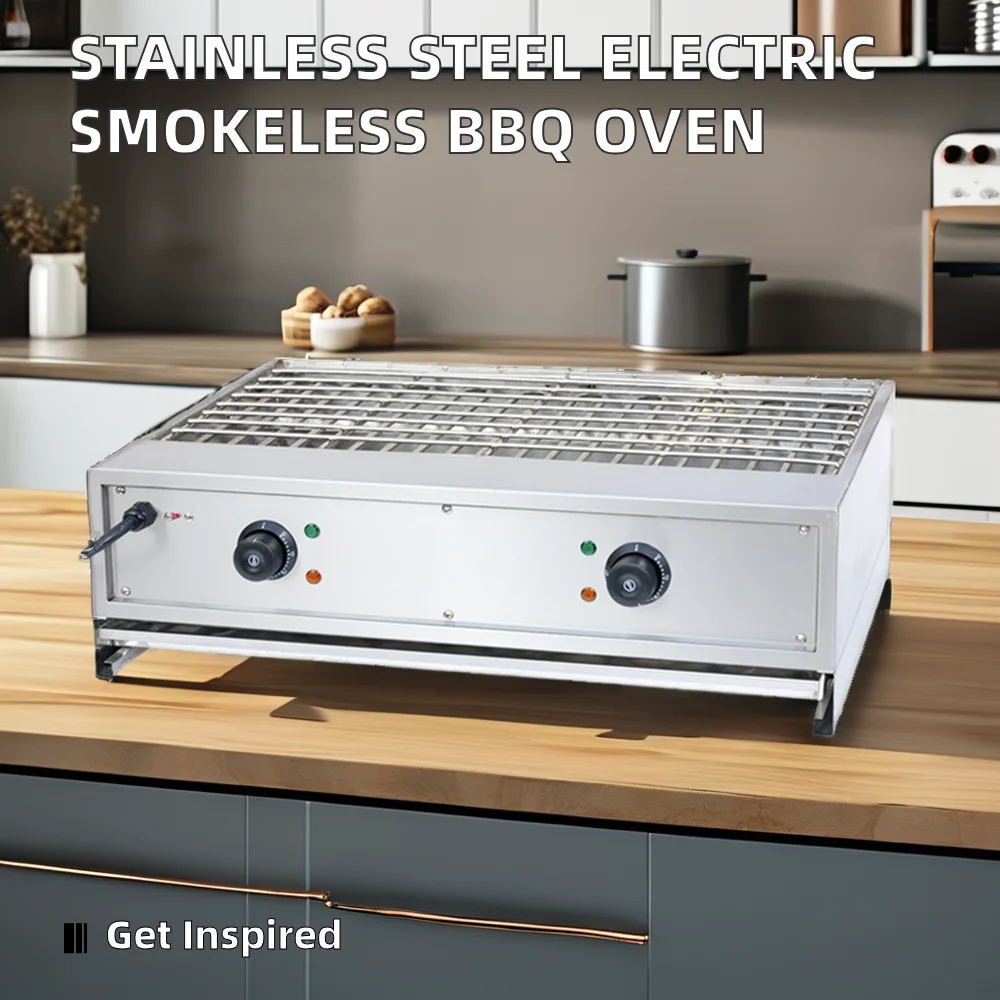 Stainless Steel Electric Smokeless Barbecue Oven Mini Toaster Oven for Household Hotel Use Bake Warm Function Gas Power Source