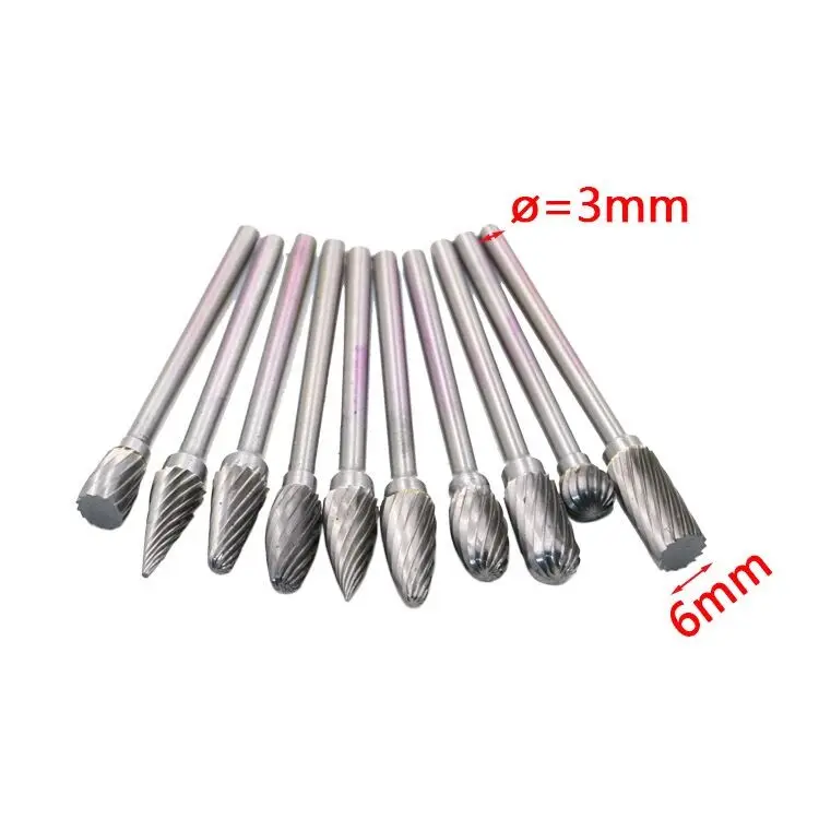 10 Pack Cylindrical  Wood Tungsten Steel Grinding Head Carbide Rotary File