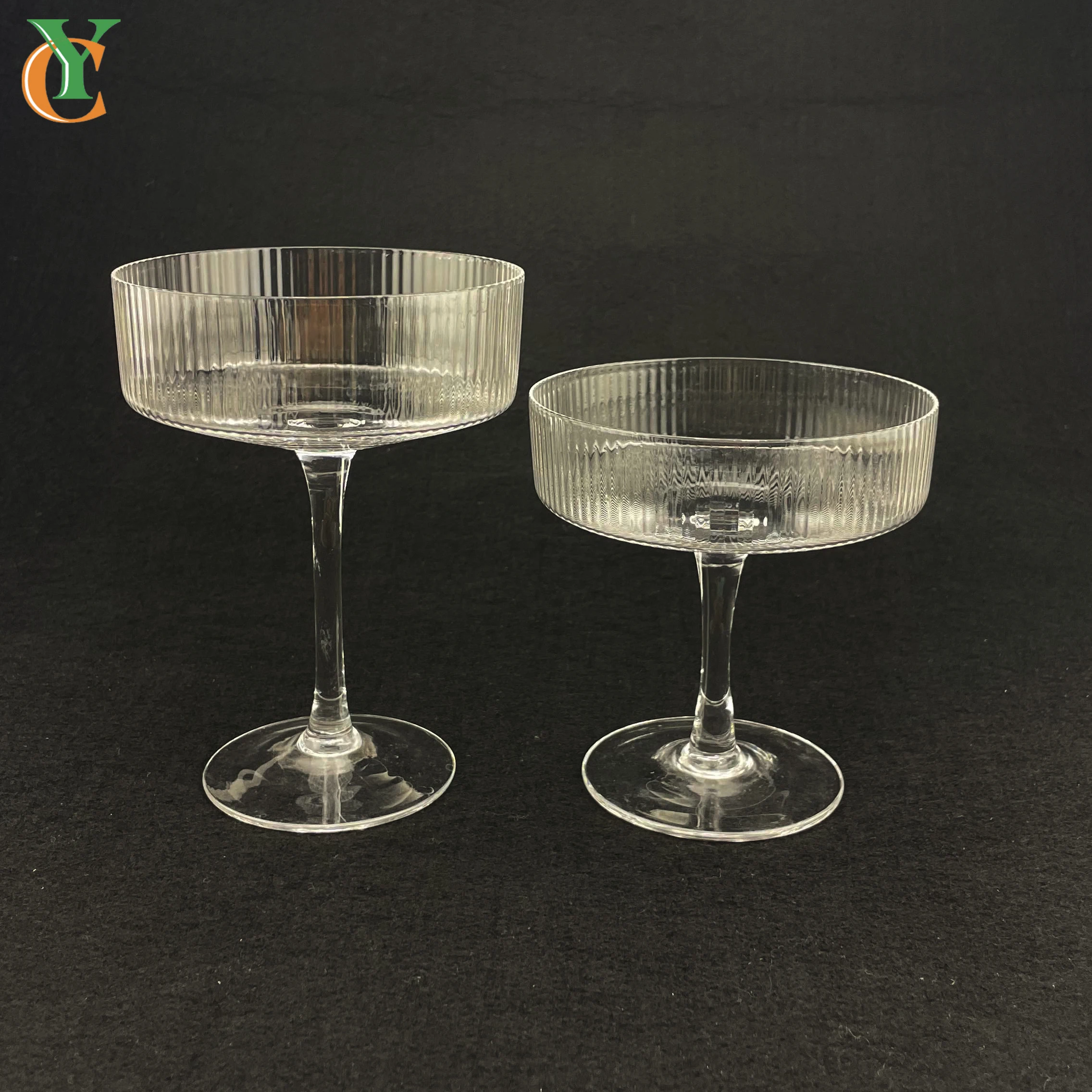 Wholesale Empty 250ml 300ml glass food jar crack plate glass bowl with high foot 10OZ